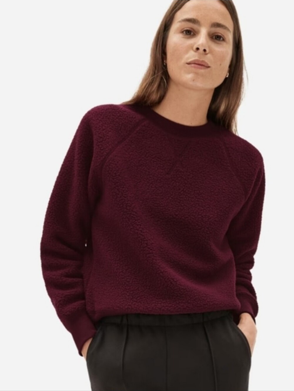Everlane ReNew Oxblood Fleece Raglan Sweathshirt